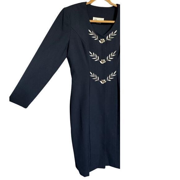 Vintage Ann Tobias  Dress Womens Size 8 Blue Long Sleeve Button Down Midi U.S.A. - Picture 4 of 9